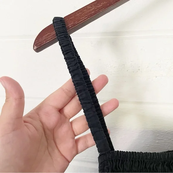 Old Navy Open Back Smocked-Bodice Black Cotton-Poplin Midi Fit&Flare Dress XL - Picture 8 of 12